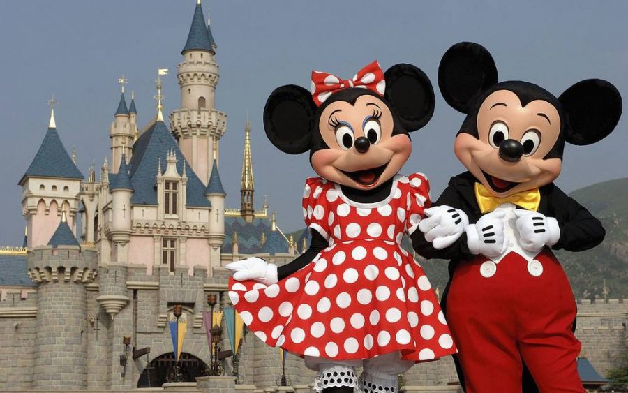 HONG KONG - SEPTEMBER 1: (EDITORIAL USE ONLY)  In this handout photo provided by Disney, Mickey and Minnie Mouse are seen in front of the Sleeping Beauty Castle at the new Disneyland Park on September 1, 2005 in Hong Kong.  The new theme park and vacation resort will officially open September 12.   (Photo by Mark Ashman/Disney via Getty Images)