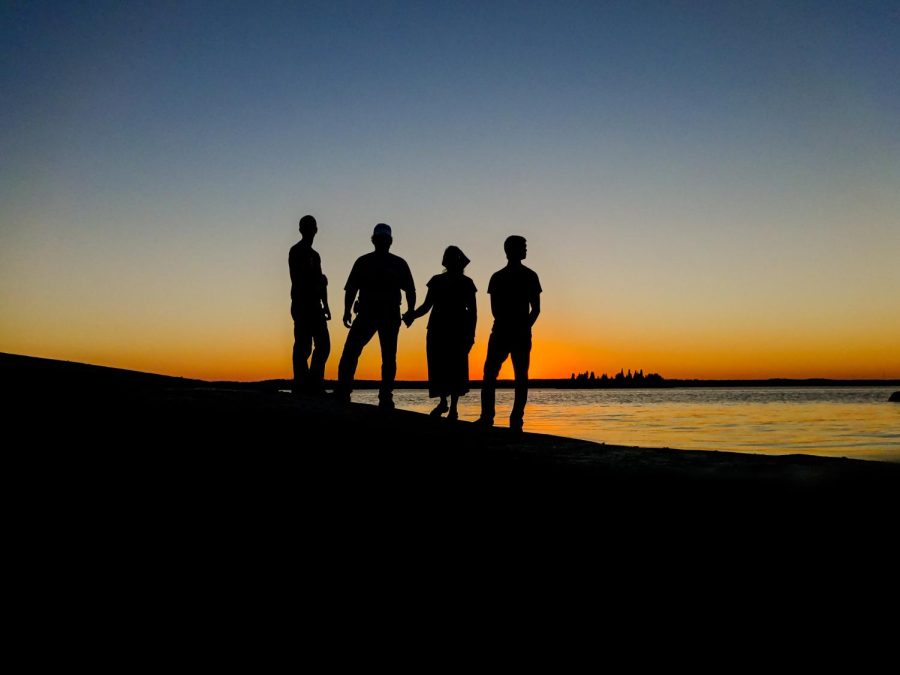 Silhouette of Family on Beach
