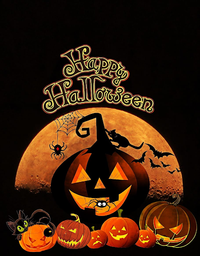 Jack O' Lantern with Text "Happy Halloween"