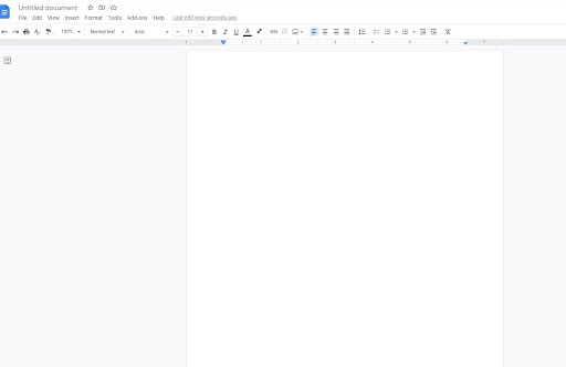 Picture of a blank document, with the tool bar above
