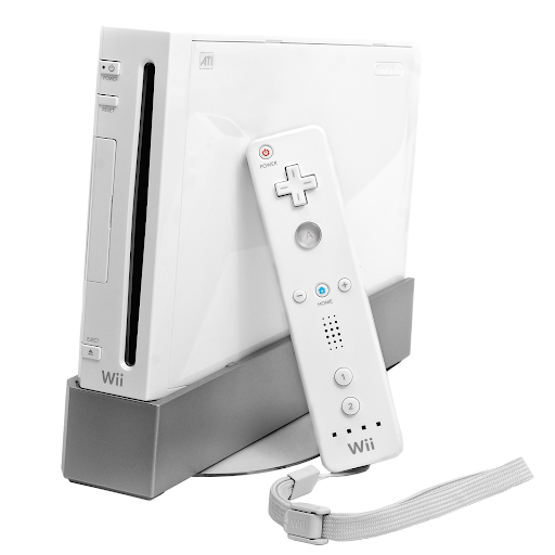 A picture of a white WII console 