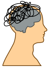 Image of a person with scribbles over head resembling insecurity 