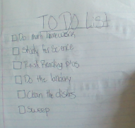To do list with reminders to study do homework and to do chores