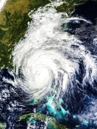 Image of a satellite of a hurricane
