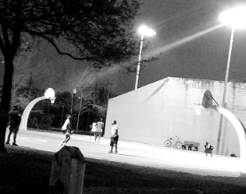 Basketball court at a park 

