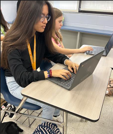 Student working on chromebook