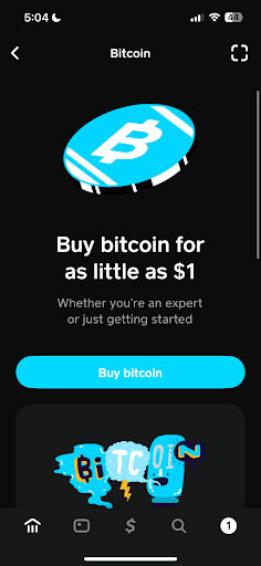 Bitcoin logo on Cash app
