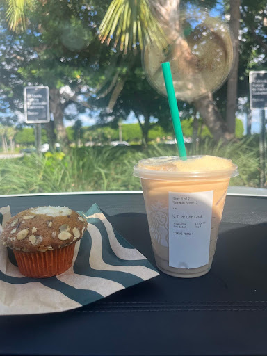 Starbucks drink and muffin.