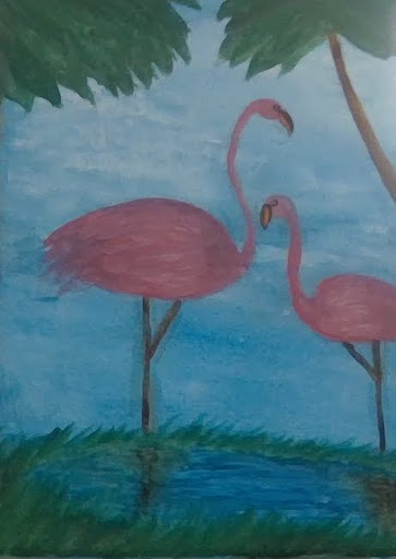 Painting of Flamingos