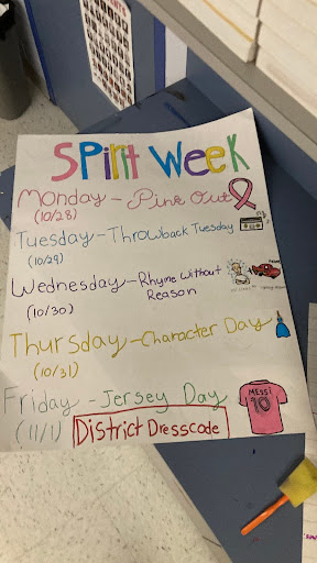 This is a picture of one of the posters showing the school dress-down days.