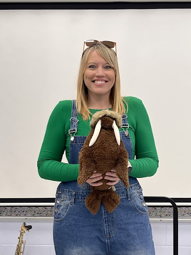 Ms. Nichols With The Band’s Mascot
