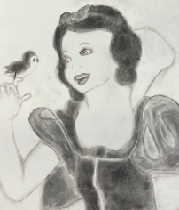 Charcoal drawing of Snow White from the original film.