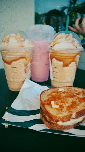 A photo of Starbucks food and drinks.