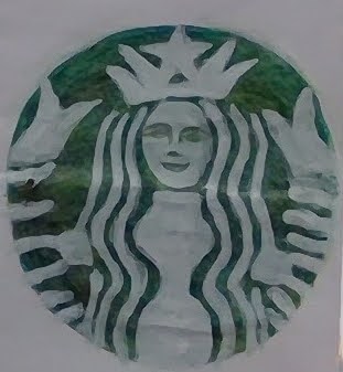 A drawing of the Starbucks logo.