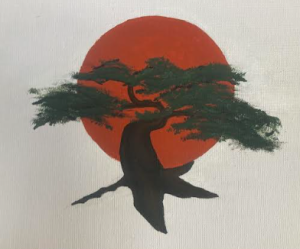 A painting of a Bonsai tree.