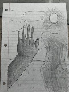 A drawing of a hand