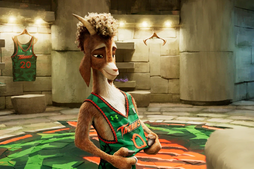  An image of a goat with a shirt
