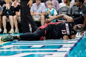 Bam Adebayo injured on the ground